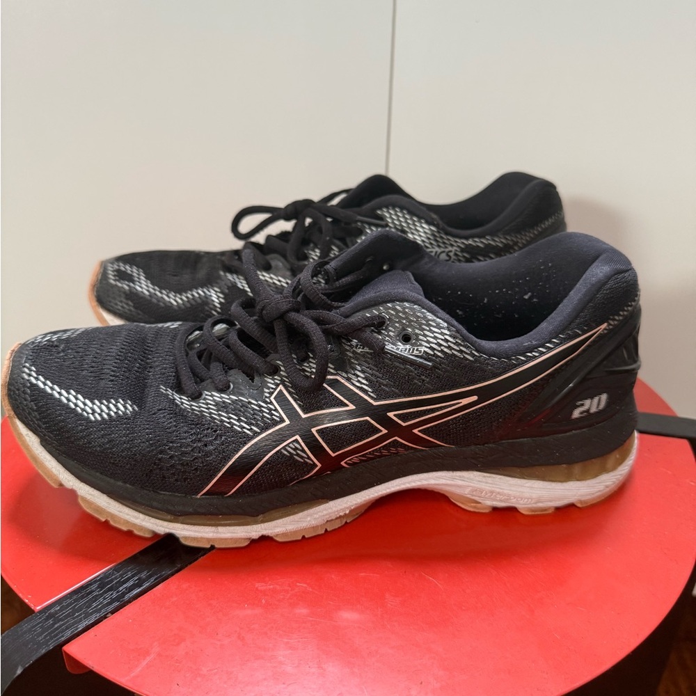 Asics Gel Nimbus 20 Running Shoes Women US 9.5 Black Pink Running Shoes T850N